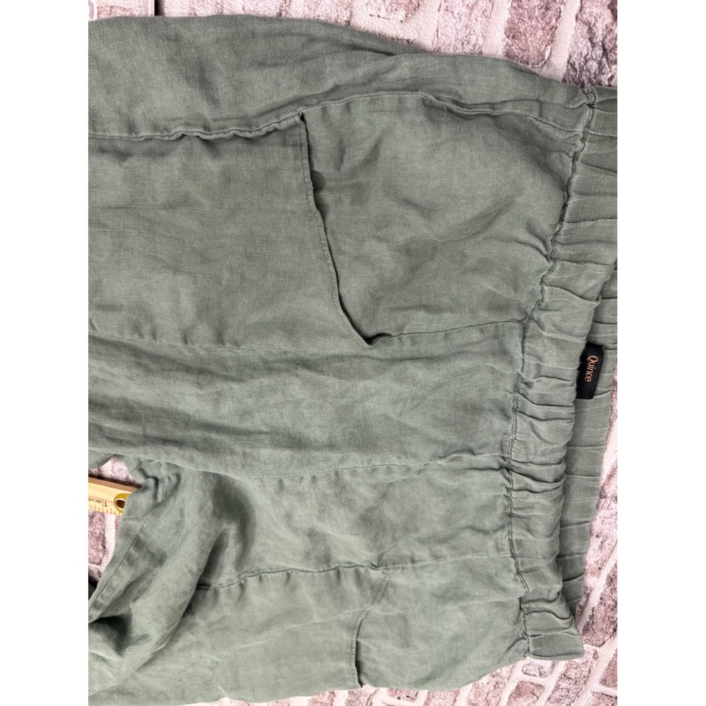 Quince European Linen Tapered Ankle Pants Light Cargo Green Large - Picture 9 of 9